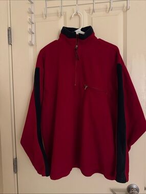 Men's Red Half-Zip Pullover with Black Trim